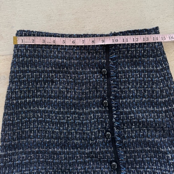Veronica Beard Mirabelle Tweed Button-Front Skirt Black, Navy Blue Silver Size 6 - Picture 10 of 11